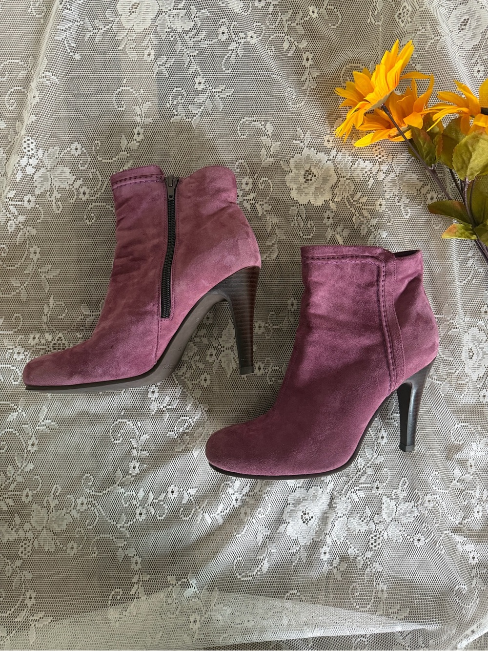 Staccato Plum Suede Ankle Boots